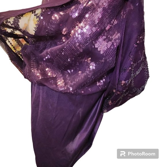 #027. NWT Purple Sequin & Mesh Mini Dress-Vince Camuto - Picture 4 of 7